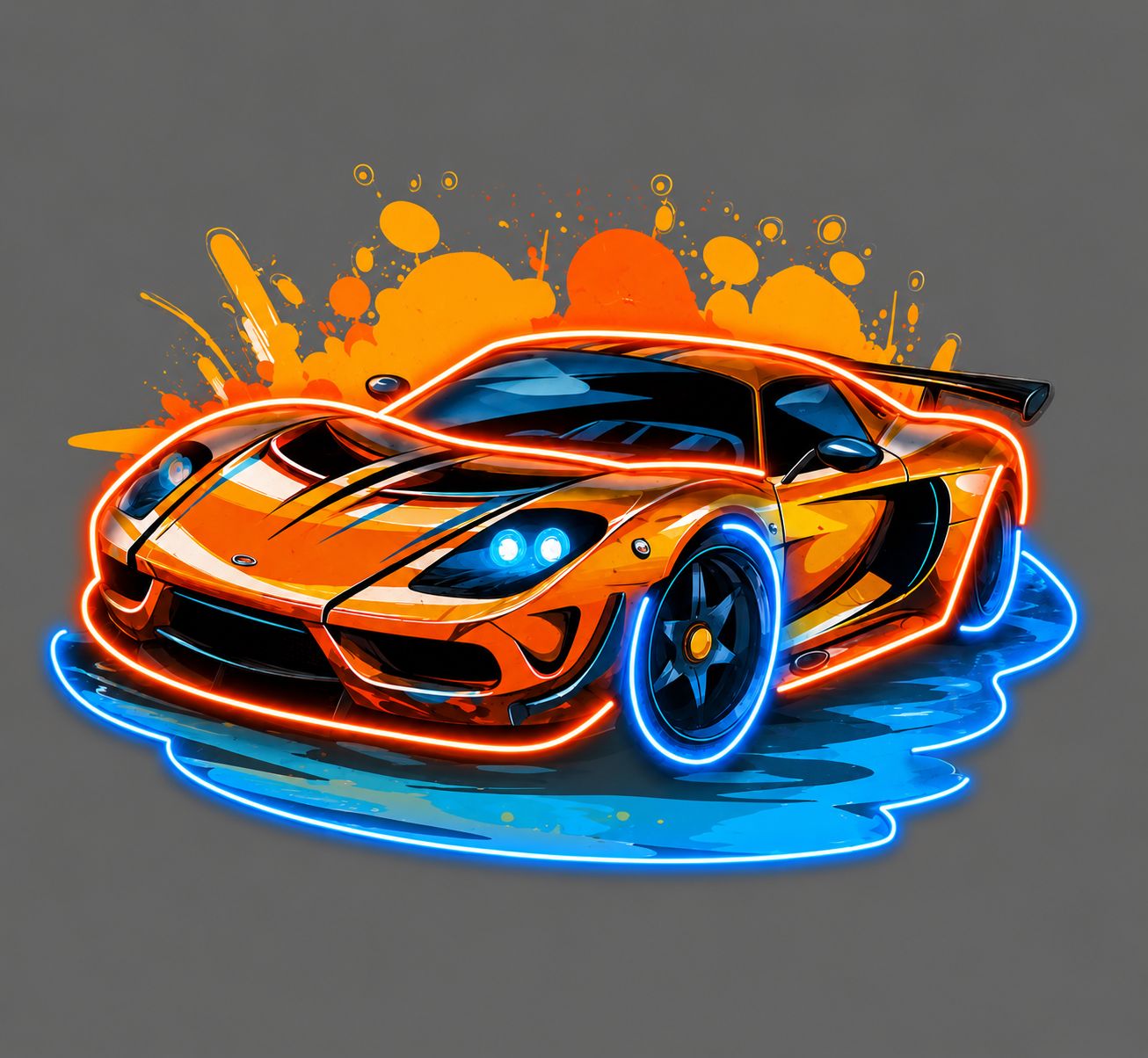 Orange Supercar LED Neon Sign – Cast Acrylic