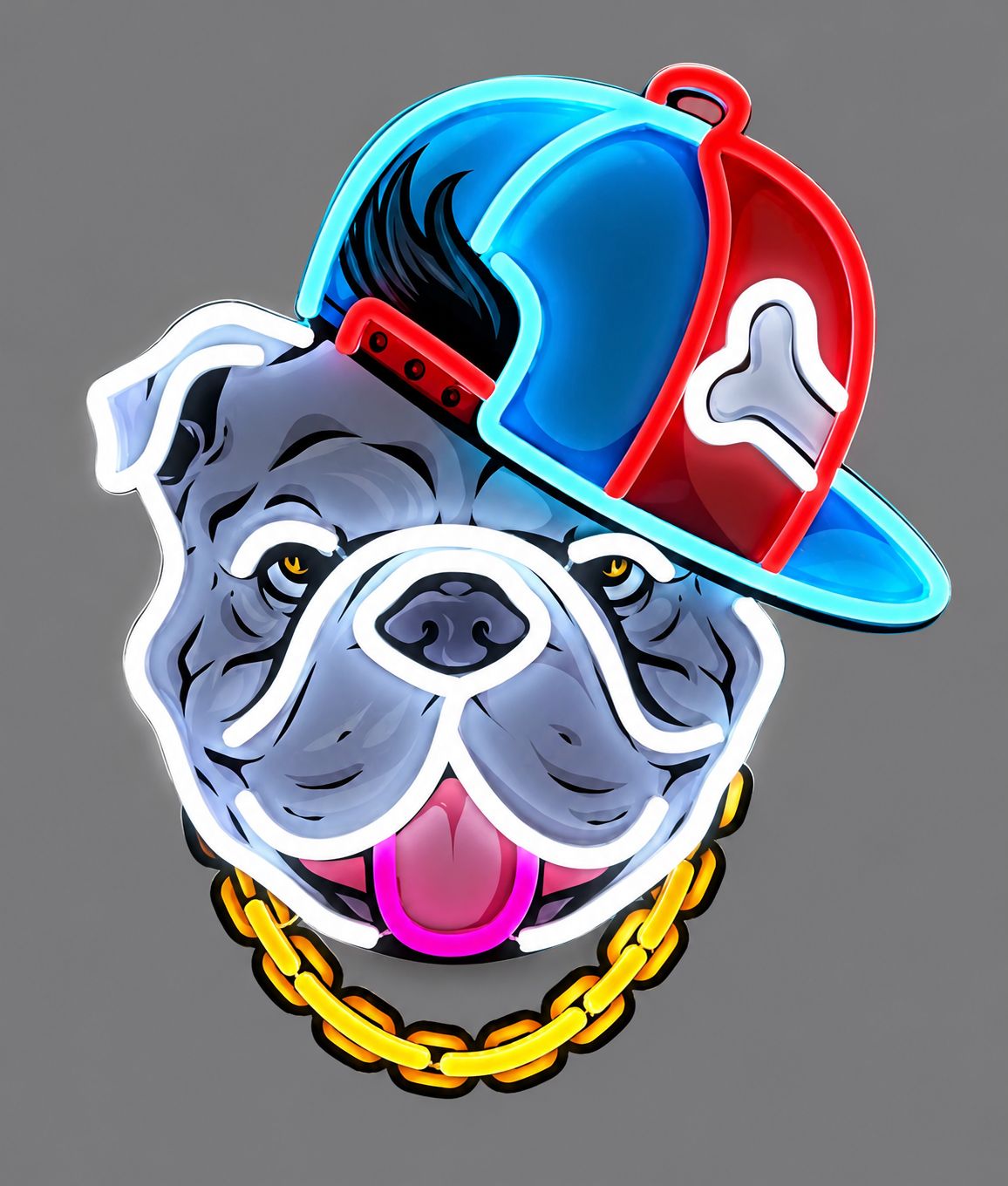 Hip Hop Bulldog LED Neon Sign – Cast Acrylic