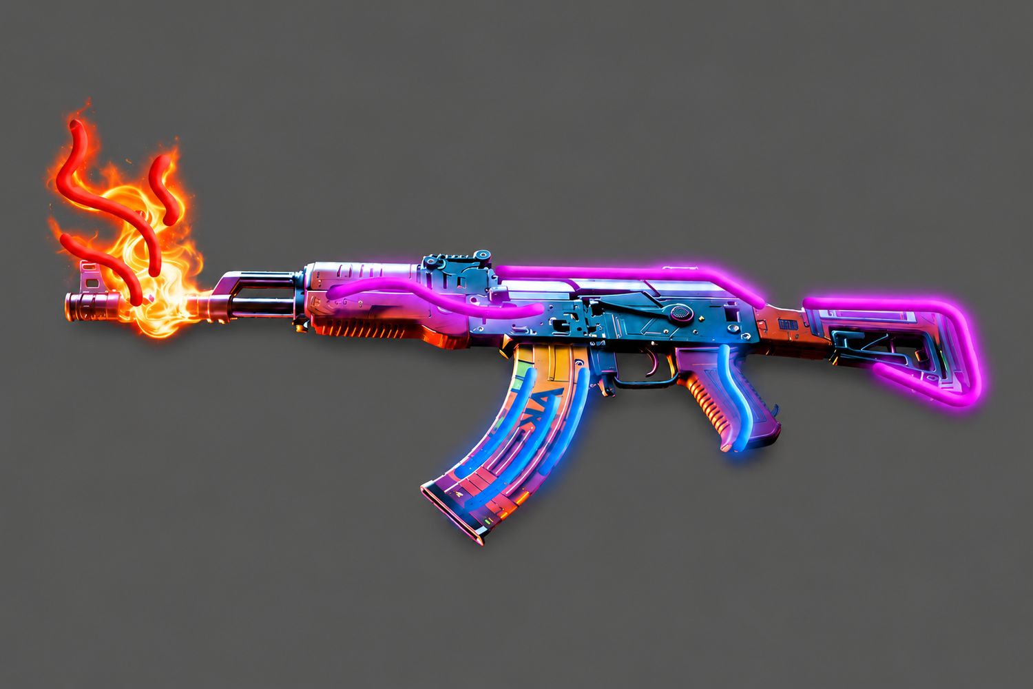 AK-Style Rifle Flaming Cast Acrylic LED Neon Sign