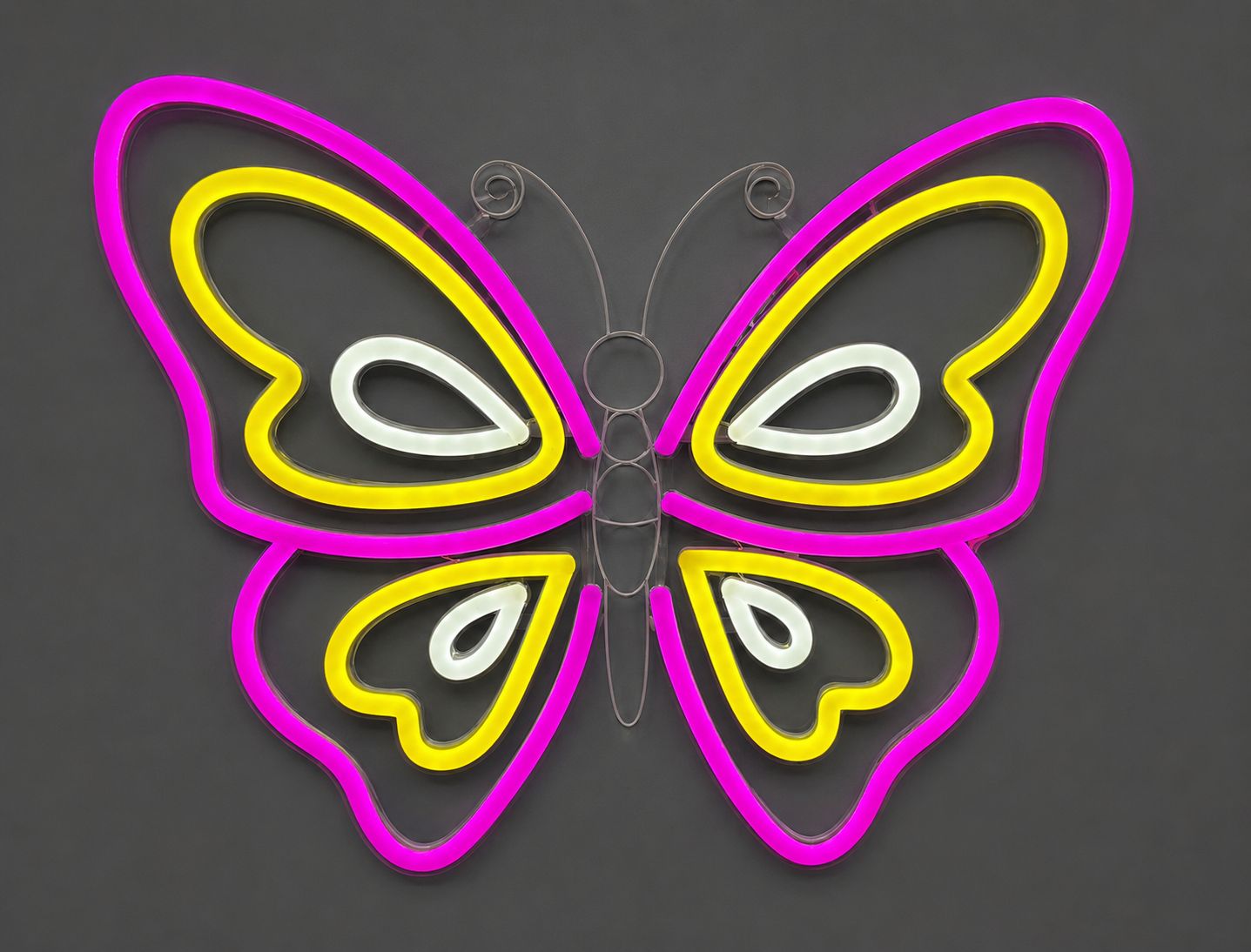 Pink &amp; Yellow Butterfly LED Neon Sign