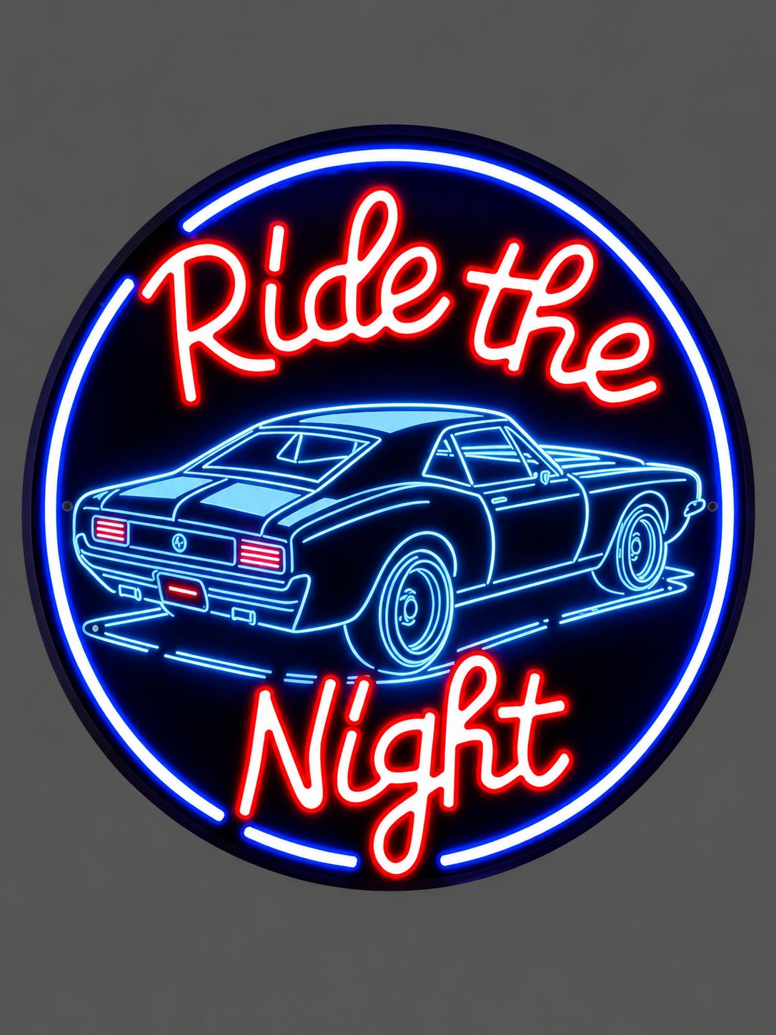 Ride the Night LED Neon Sign – 16” Round