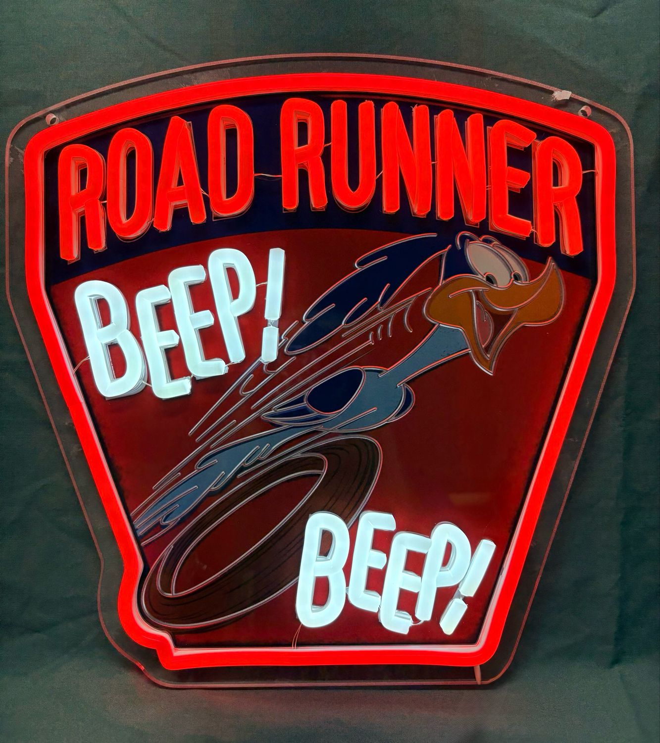 Road Runner “Beep! Beep!” Cast Acrylic LED Neon Sign