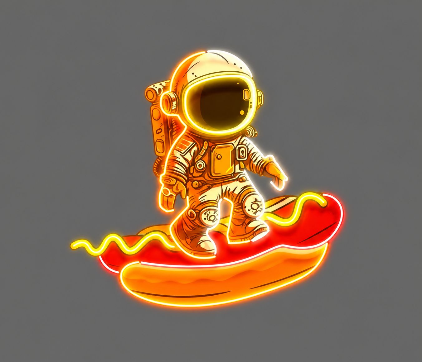 Astronaut Riding a Hot Dog LED Neon Sign