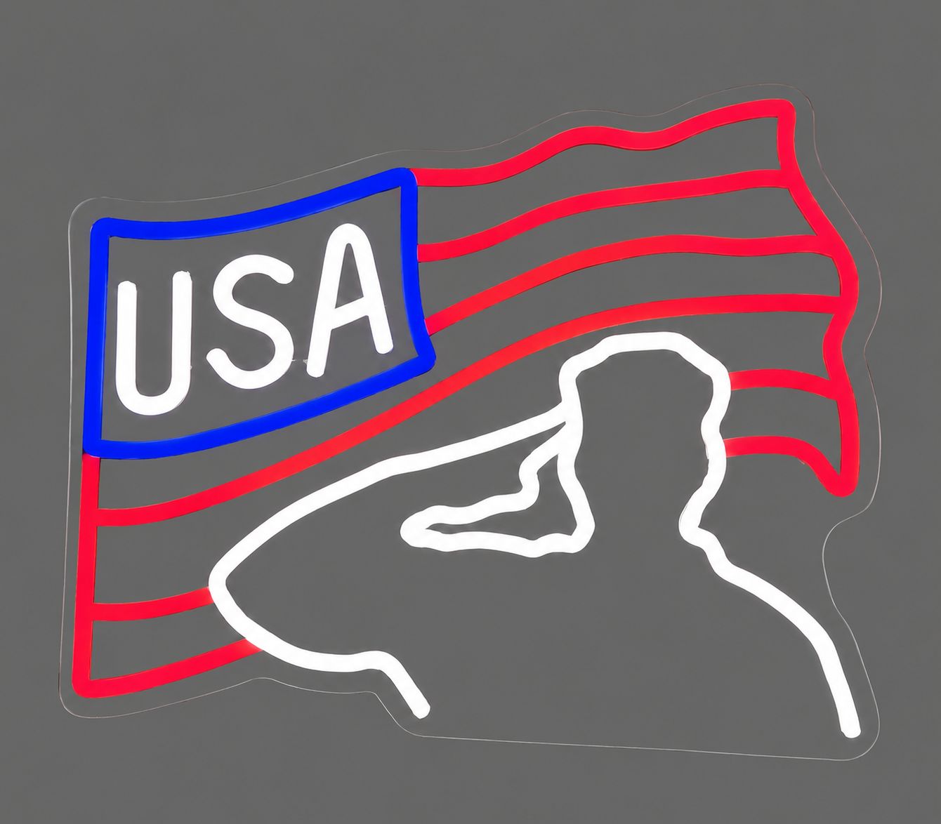 American Flag with Soldier LED Neon Sign