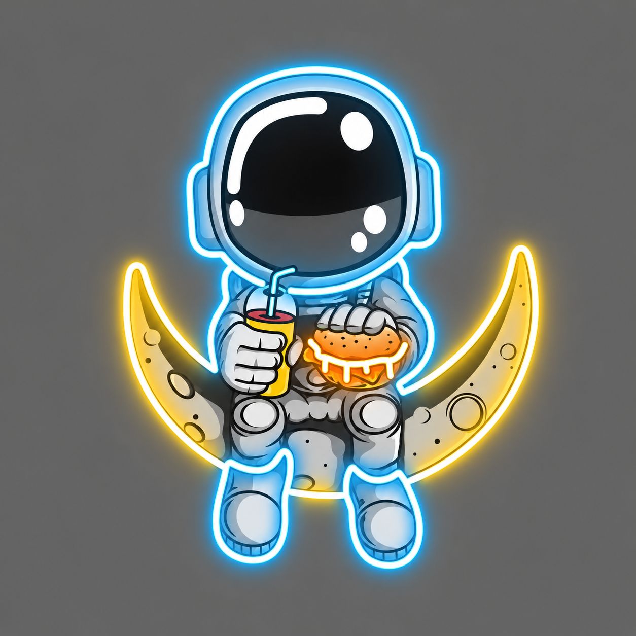Astronaut on the Moon Cast Acrylic LED Neon Sign