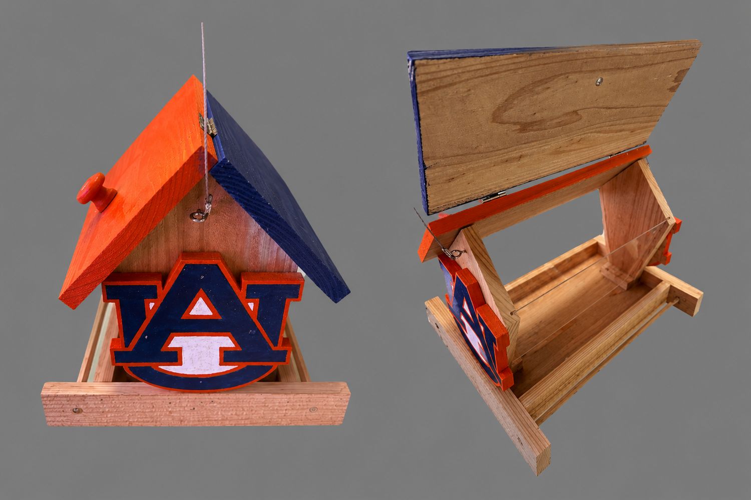 Auburn Tigers Handmade Wooden Bird Feeder