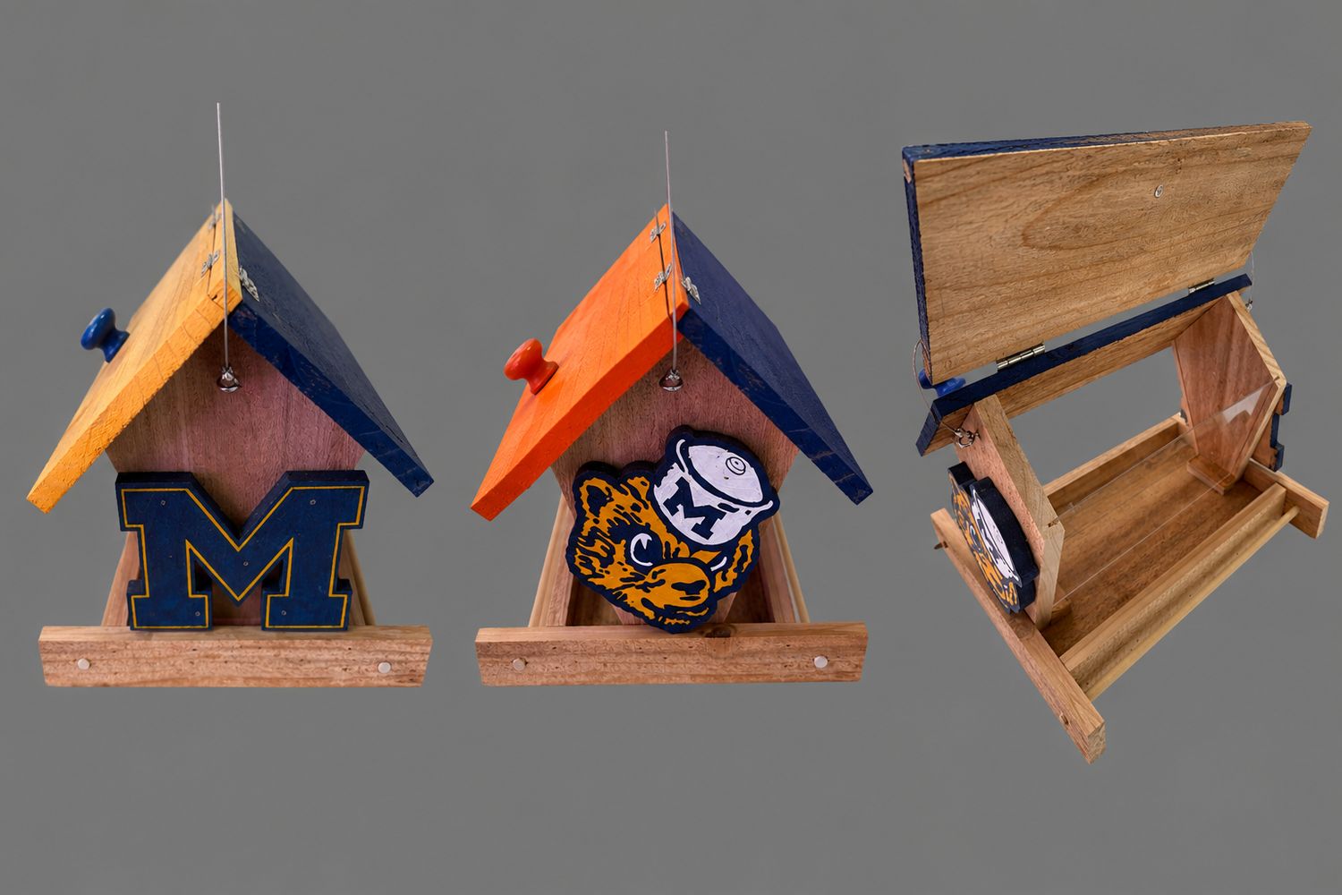 Michigan Wolverines Handmade Wooden Bird Feeder