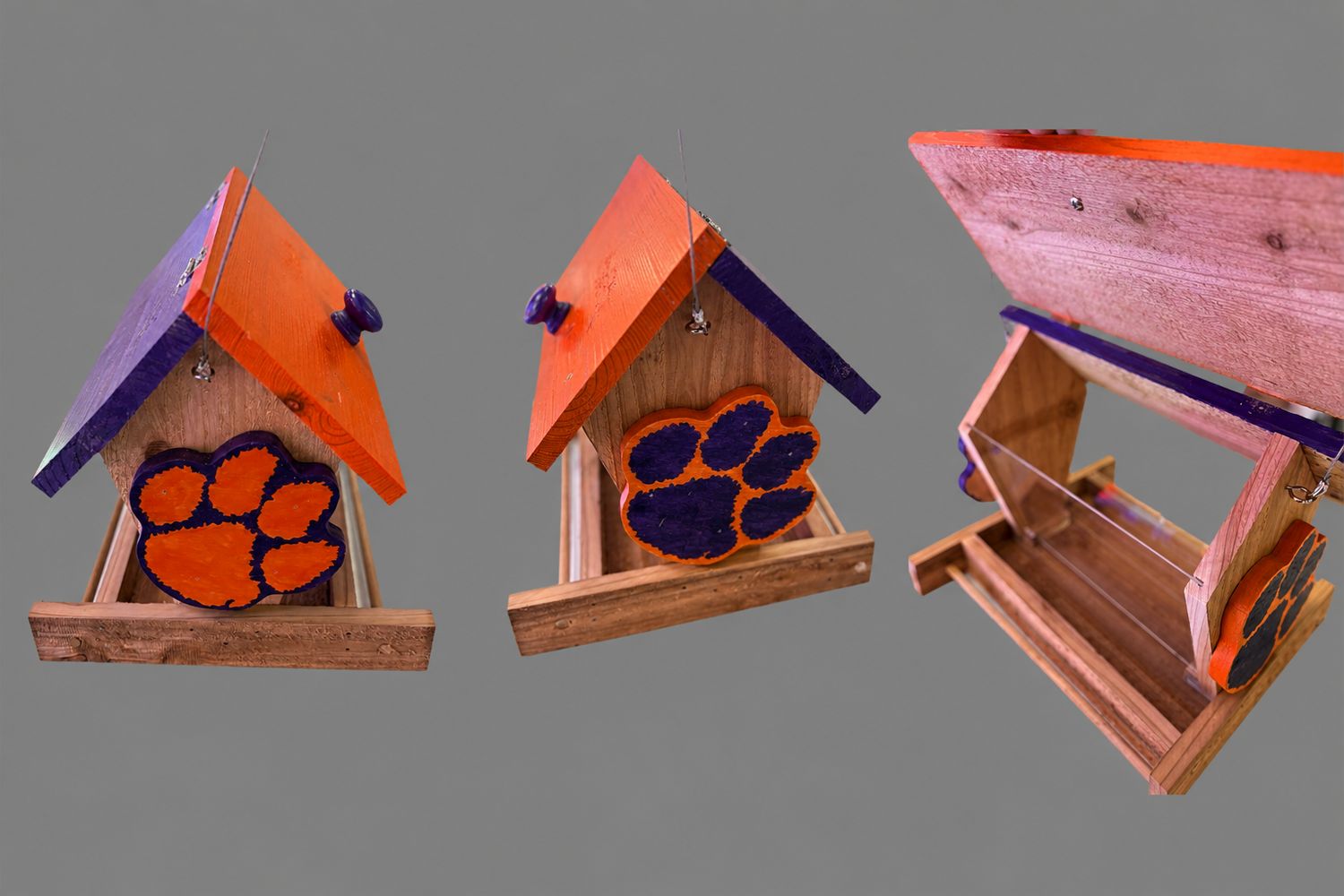 CLEMSON TIGERS HANDMDE WOODEN BIRD FEEDER