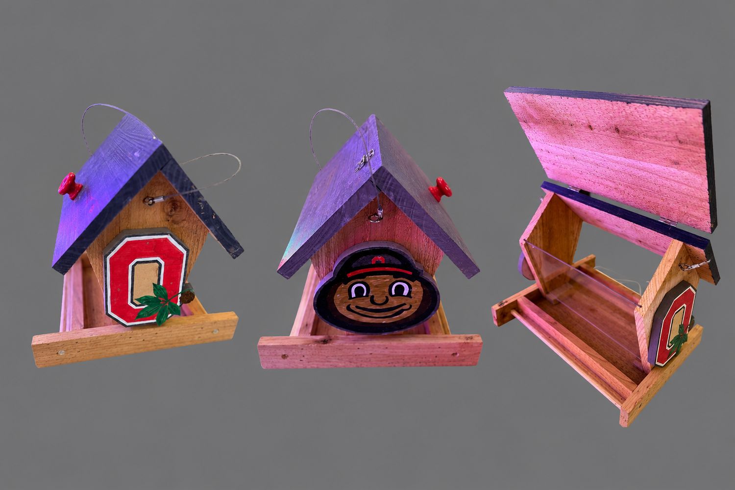 Ohio State Buckeyes Handmade Wooden Bird Feeder