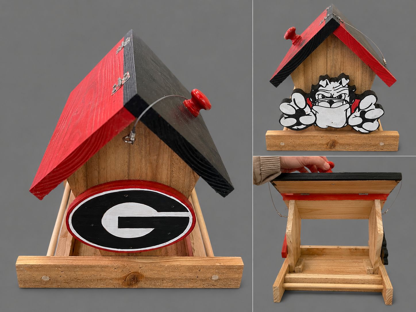 Georgia Bulldogs Handmade Wooden Bird Feeder