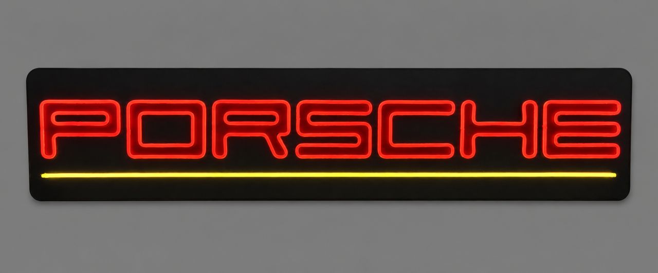 Porsche Wooden LED Neon Sign – Approximately 42 Inches Wide