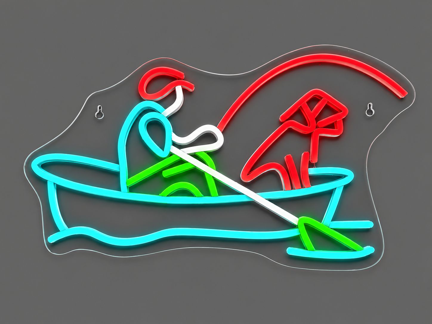 Boat with Man Fishing Cast Acrylic LED Neon Sign