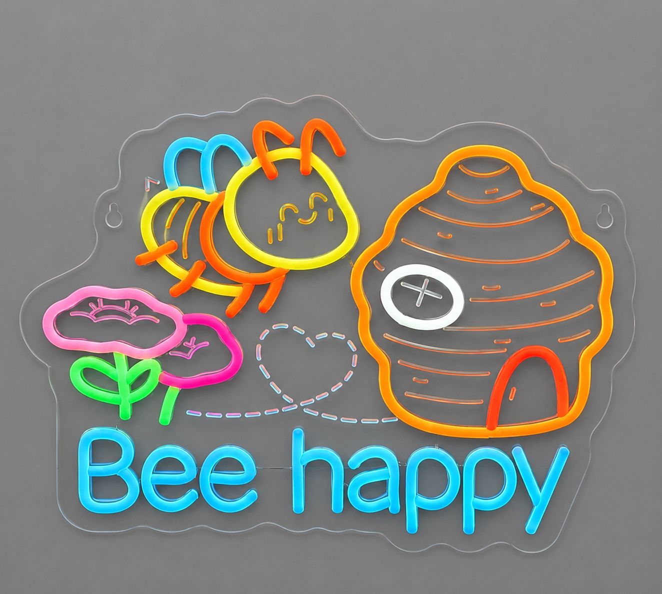 Bee Happy Cast Acrylic LED Neon Sign
