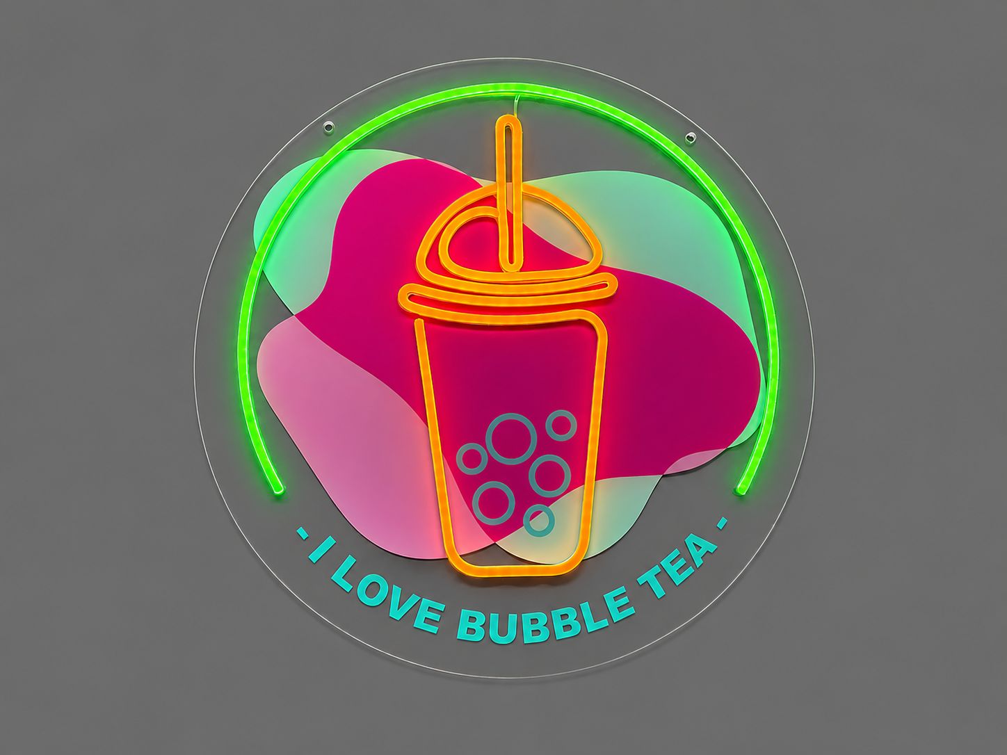 Bubble Tea (I Love) Cast Acrylic LED Neon Sign