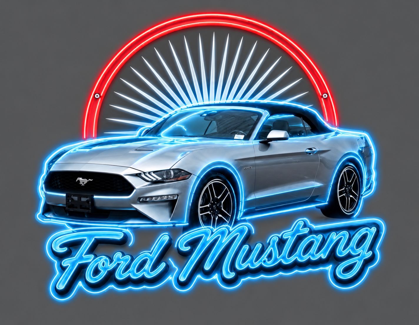 CAR Ford Mustang LED Neon Sign – Approximately 18 Inches Wide