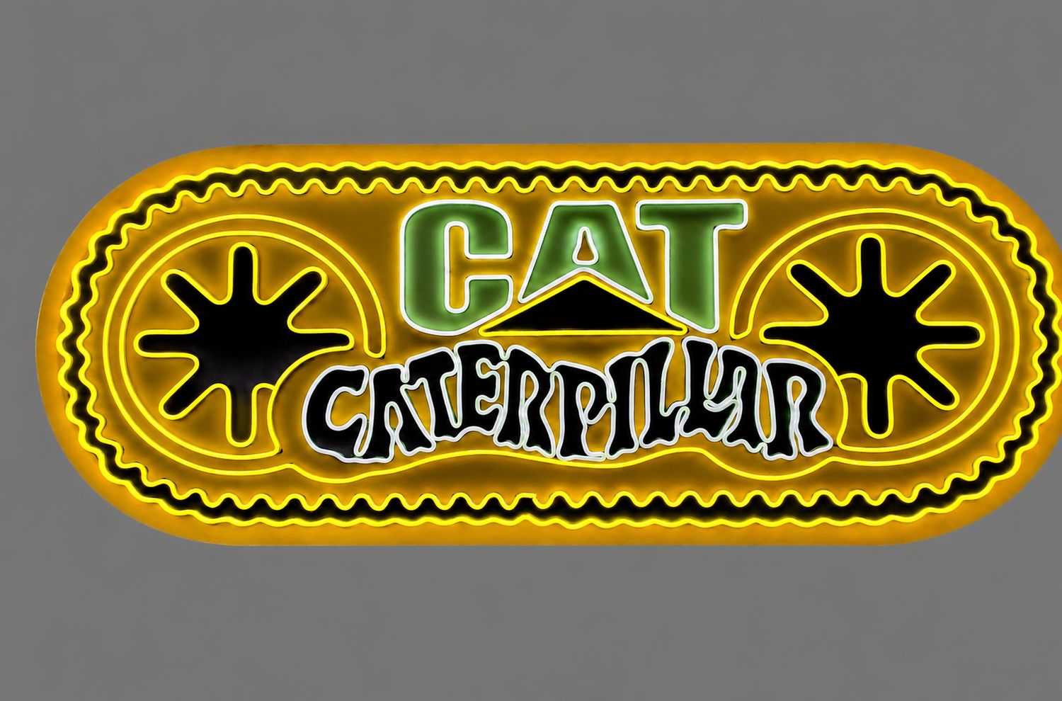 Caterpillar Handmade Wooden LED Neon Sign – Approximately 4 Feet Wide