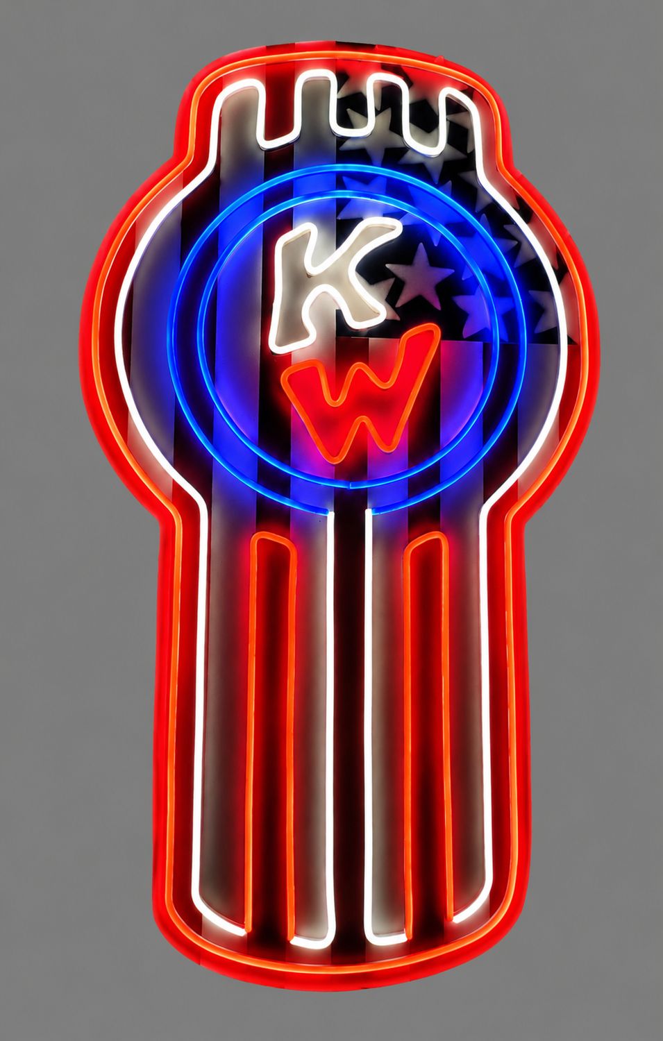 Kenworth American Flag Wooden LED Neon Sign – Approx. 3 Ft Tall