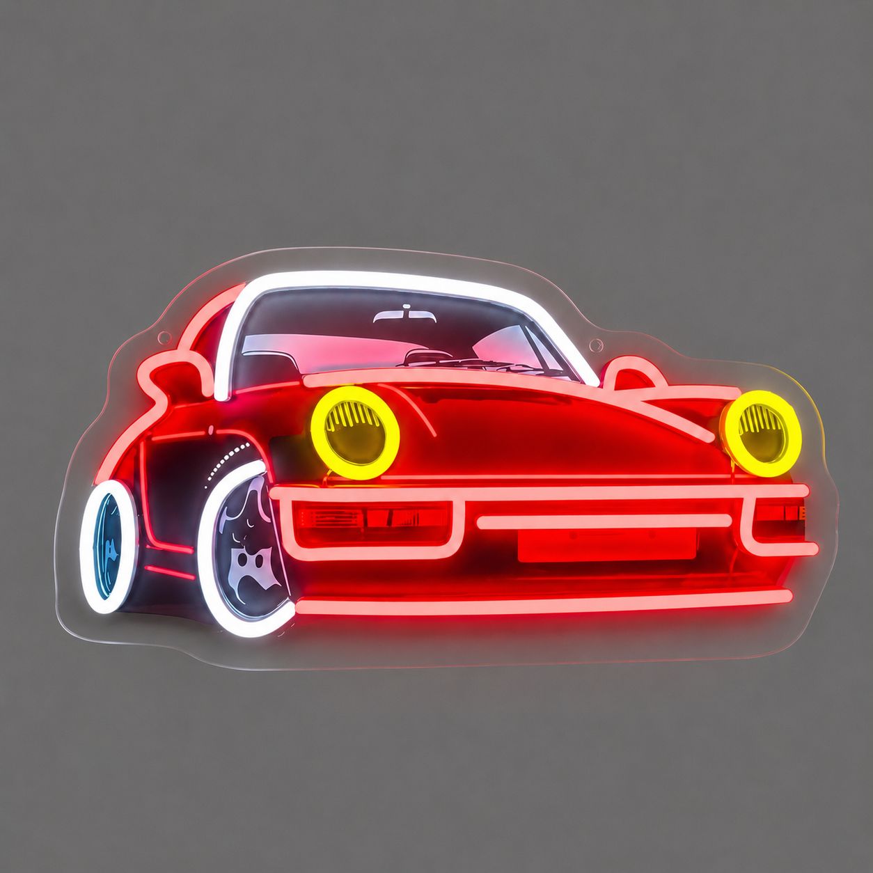 CAR Red Porsche LED Neon Sign – Approximately 14 Inches Wide