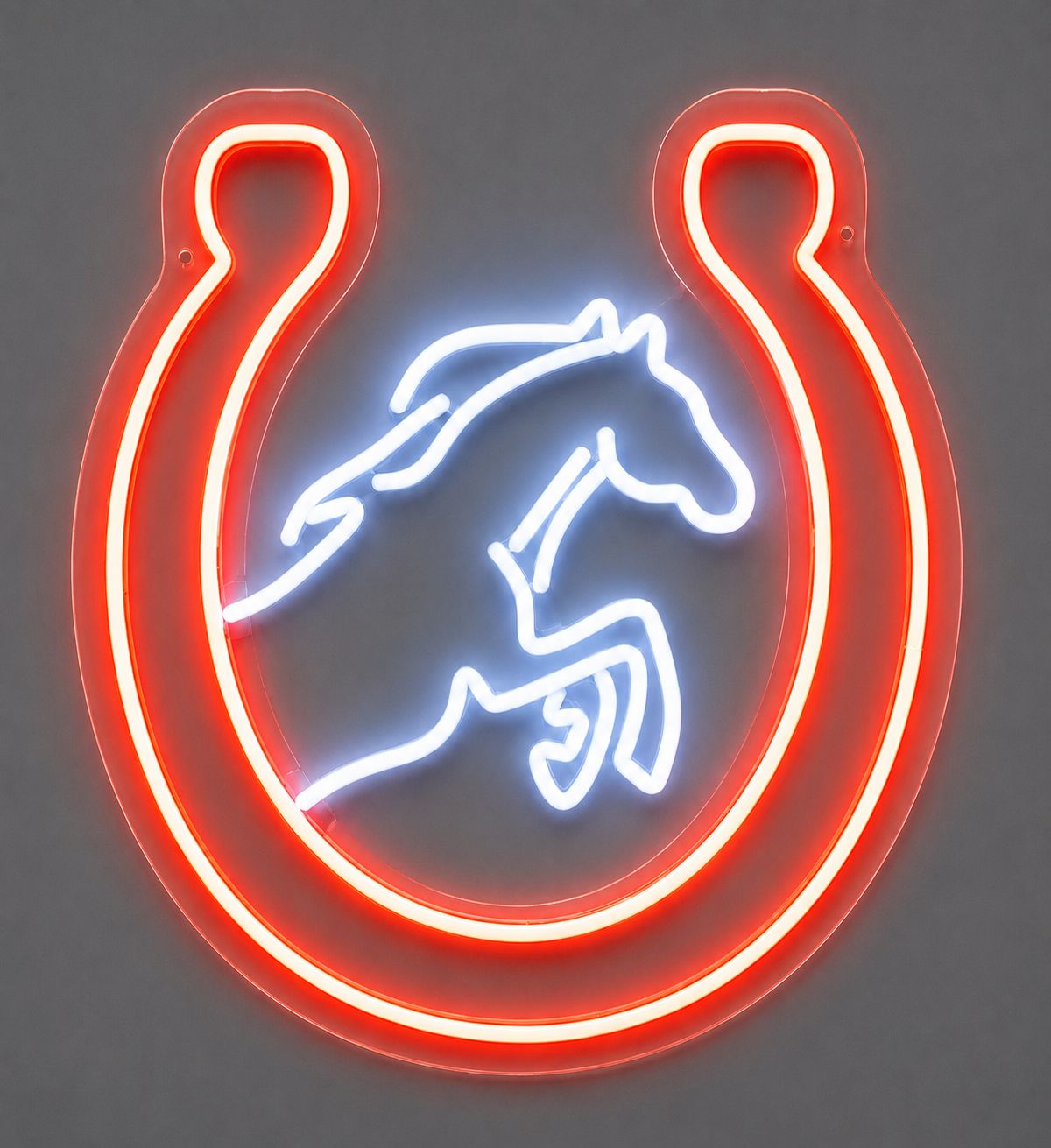 Horseshoe With Bronco Cast Acrylic LED Neon Sign – Approx. 16 Inches