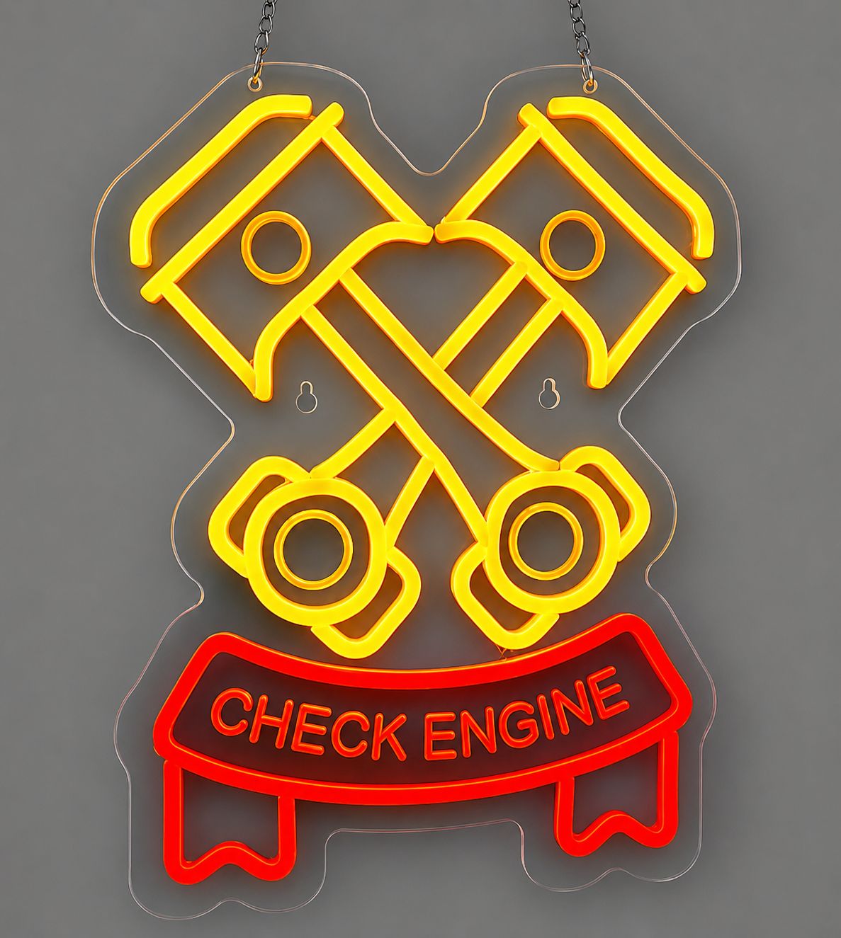 Check Engine Crossed Pistons LED Neon Sign