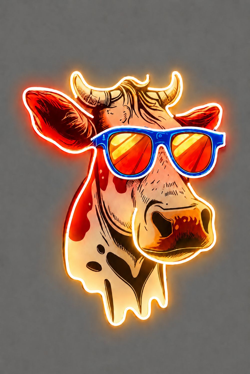 Cow with Blue Sunglasses LED Neon Sign