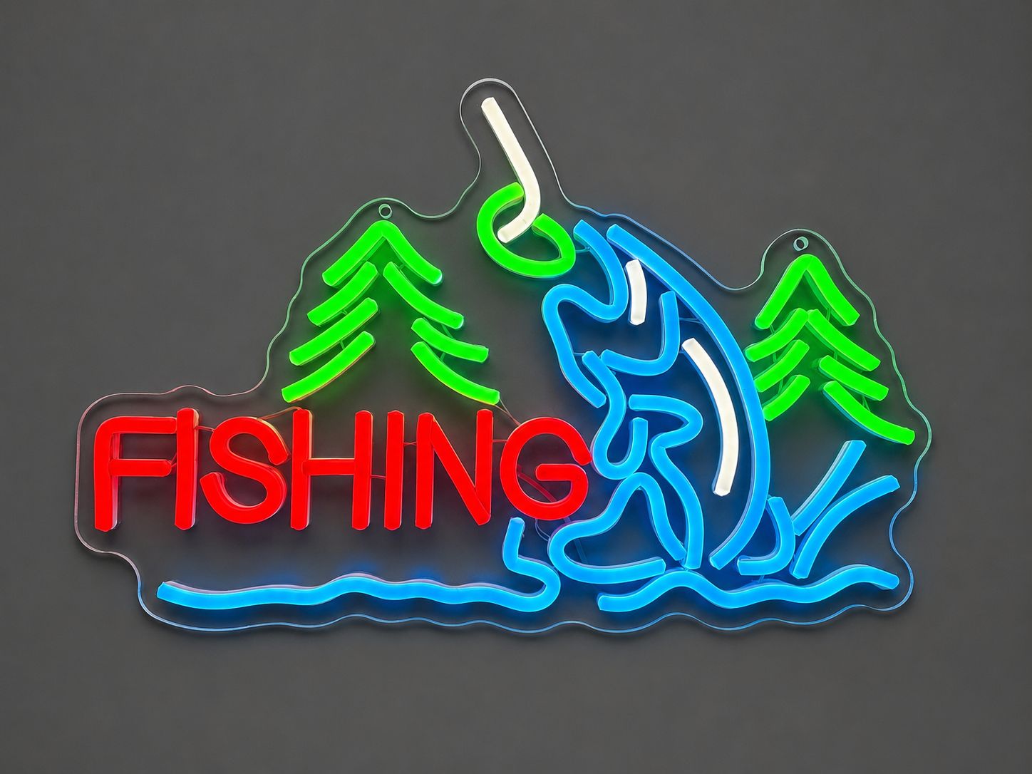Fishing WITH TREE LED Neon Sign