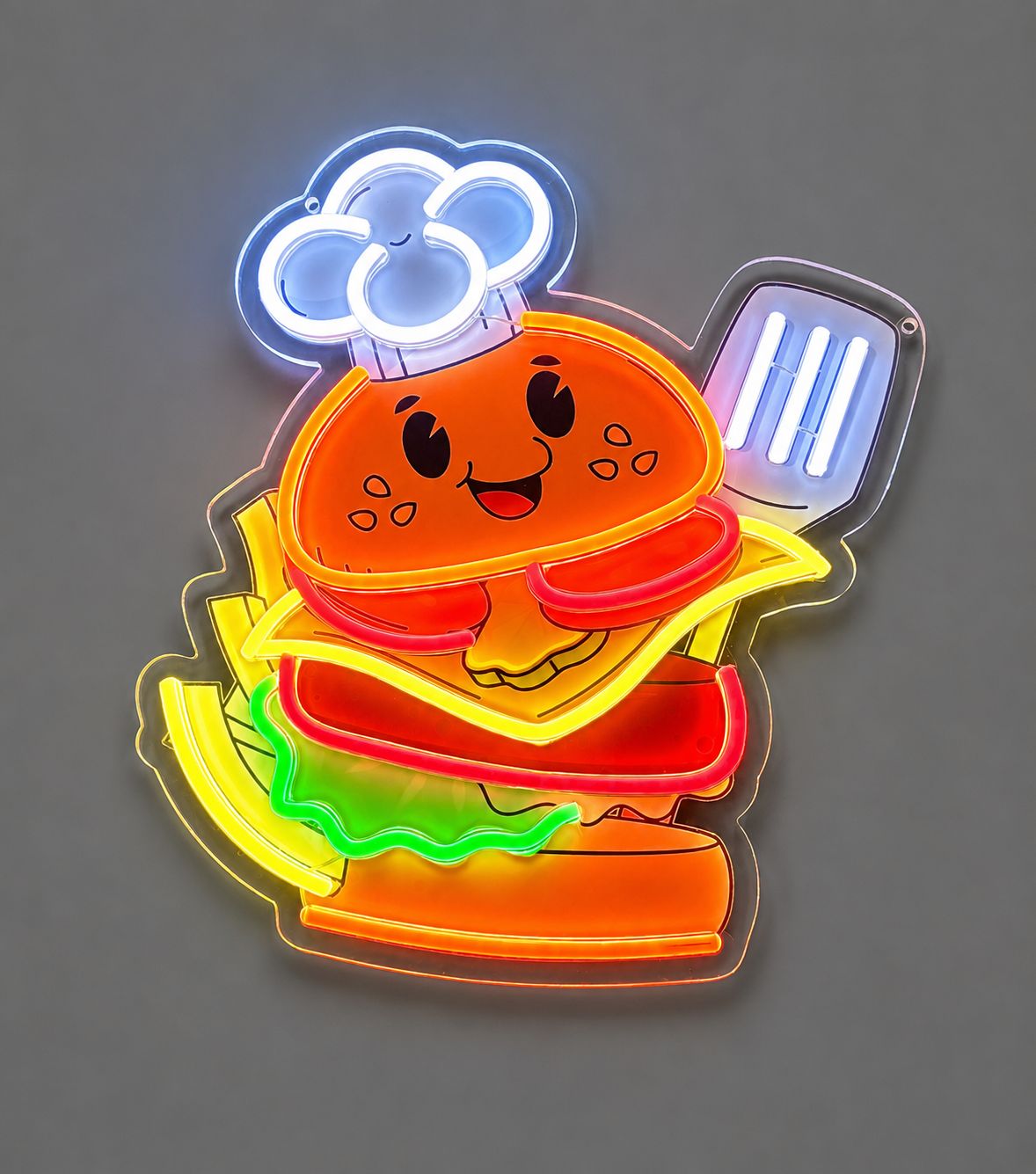 Hamburger Chef LED Neon Sign