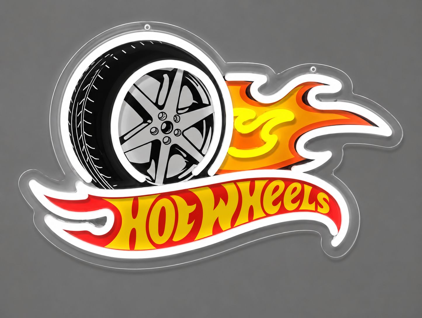 Hot Wheels LED Neon Sign with Flames