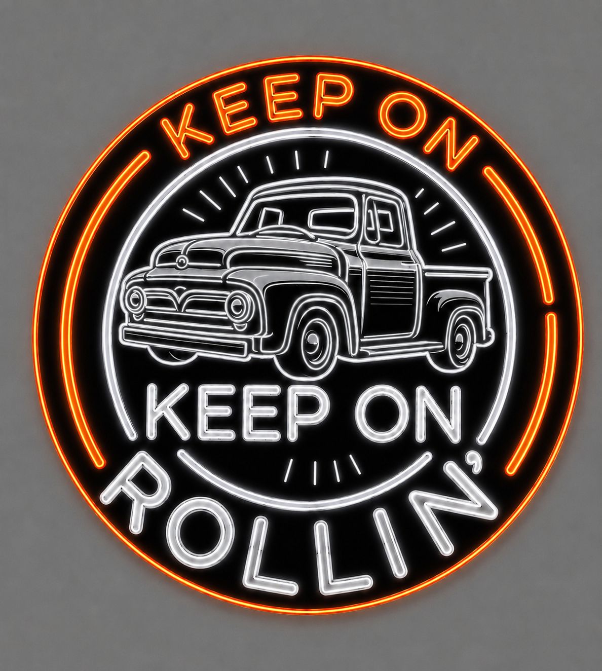 Keep On Rollin’ Ford Truck Cast Acrylic LED Neon Sign