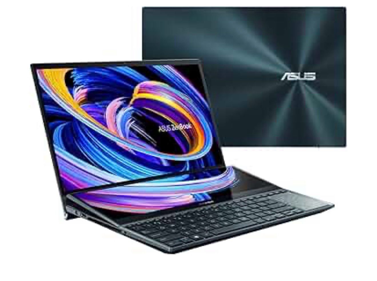 ASUS ZenBook Pro Duo 15 OLED UX582 Laptop, 15.6” OLED 4K UHD Touch Display, Intel Core i9-11900H, 32GB, 1TB, GeForce RTX 3080, ScreenPad Plus, Win 11 Pro, Celestial Blue, UX582HS-XH99T