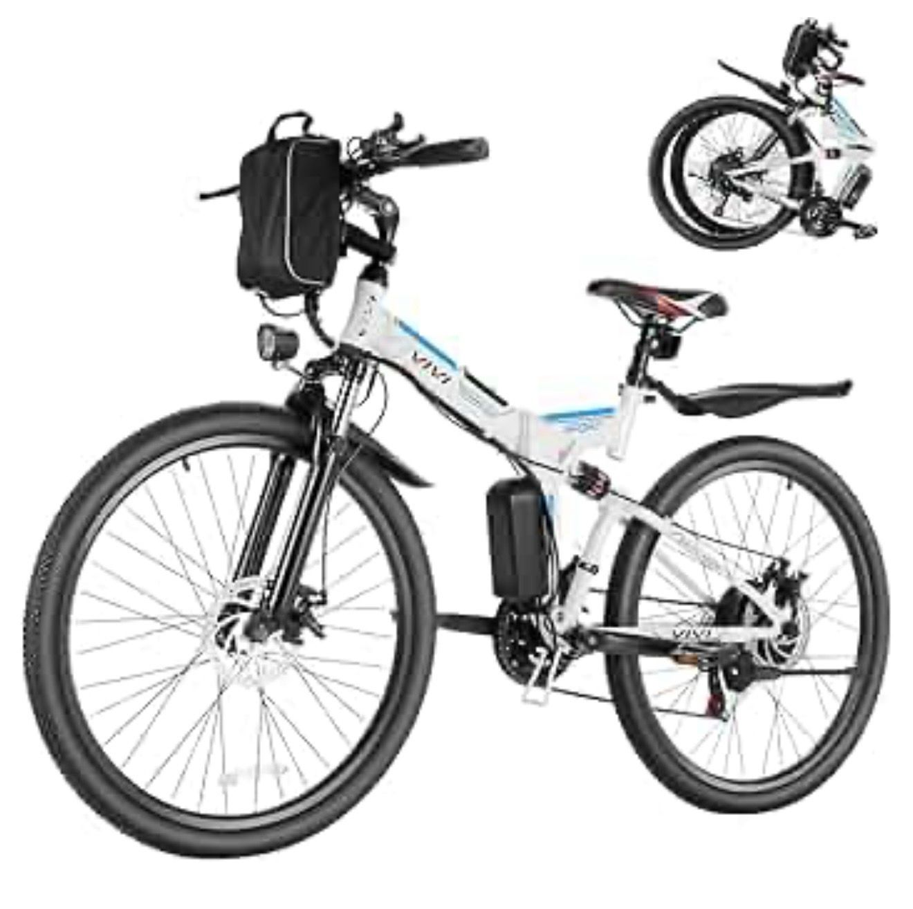 Vivi Electric Bike for Adults, 750W Peak 500w Reated Folding Electric Pedal Assist 26'' Commuter Ebike 20MPH Bicycles with Removable Battery Up to 55 Miles, Dual Shock Absorber, Certified to UL2849