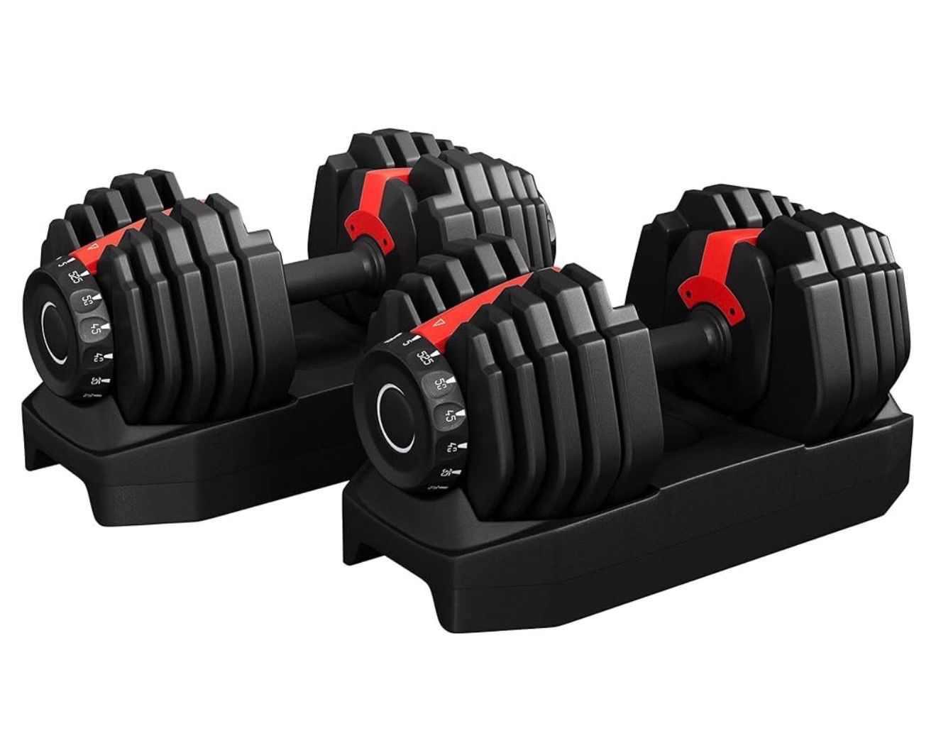 Yaheetech Adjustable Dumbbell Set Free Weights for Home Gym 15-in-1 Quick Lock Adjustable Dumbbells Interchangeable Women Men Full Body Strength Training with Anti-Slip Handle Black