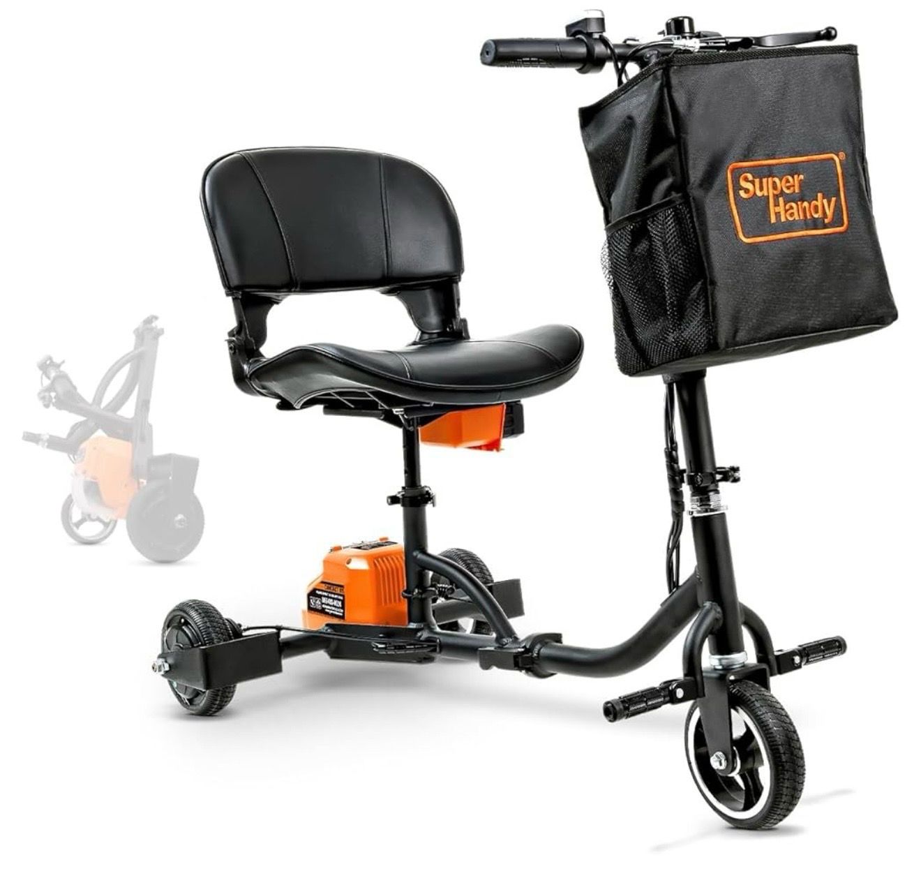 SuperHandy Passport Mobility Scooter for Adults- Foldable, 3 Wheel, Airline Travel Friendly - 13 Mile Range, Includes 2 Removable 44.4V Lithium-ion Batteries &amp; Charger (275 Lbs)