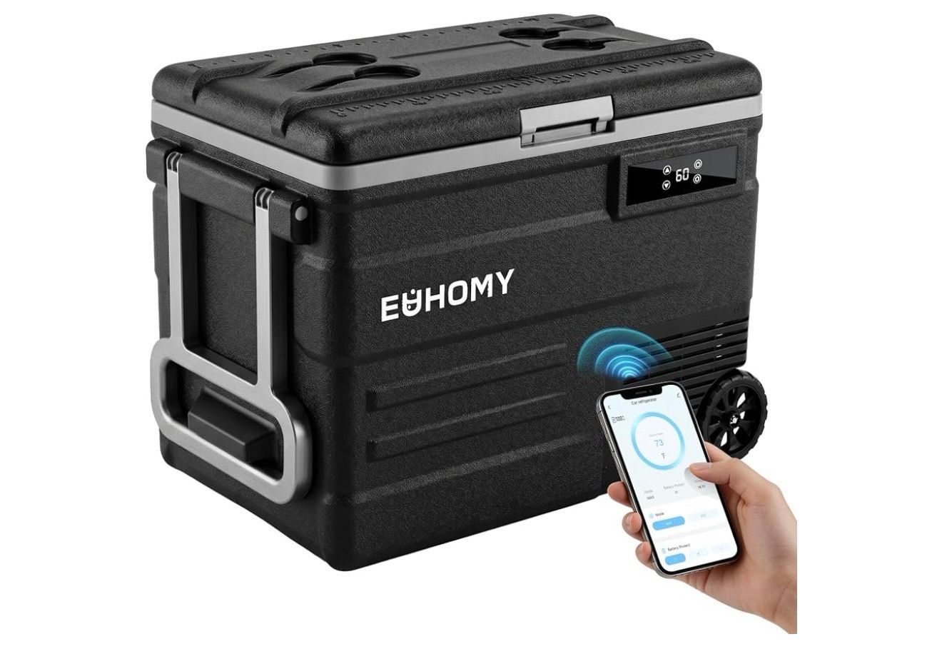 EUHOMY 12 Volt Refrigerator, 59QT(55L) 12V Fridge APP Control, Electric Cooler 12/24V DC 110-240V AC, Car Refrigerator 0℉~68℉, 12 Volt Cooler for Camping, Trip, Truck, Boating, Outdoor
