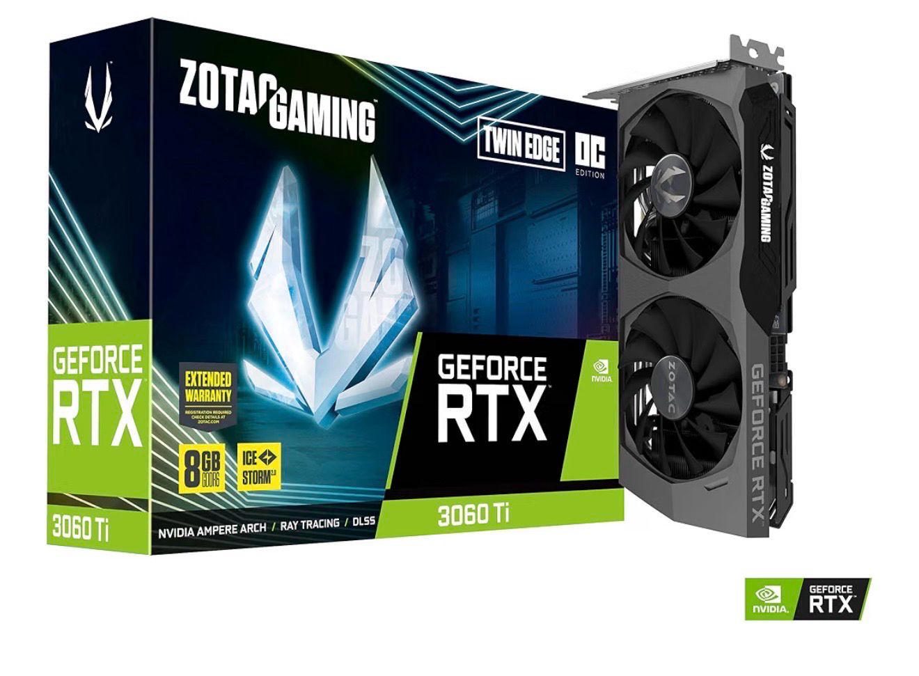 ZOTAC GAMING GeForce RTX™ 3060 Ti Twin Edge OC LHR 8GB GDDR6 256-bit 14 Gbps PCIE 4.0 Gaming Graphics Card, IceStorm 2.0 Advanced Cooling, Active Fan Control, FREEZE Fan Stop ZT-A30610H-10MLHR