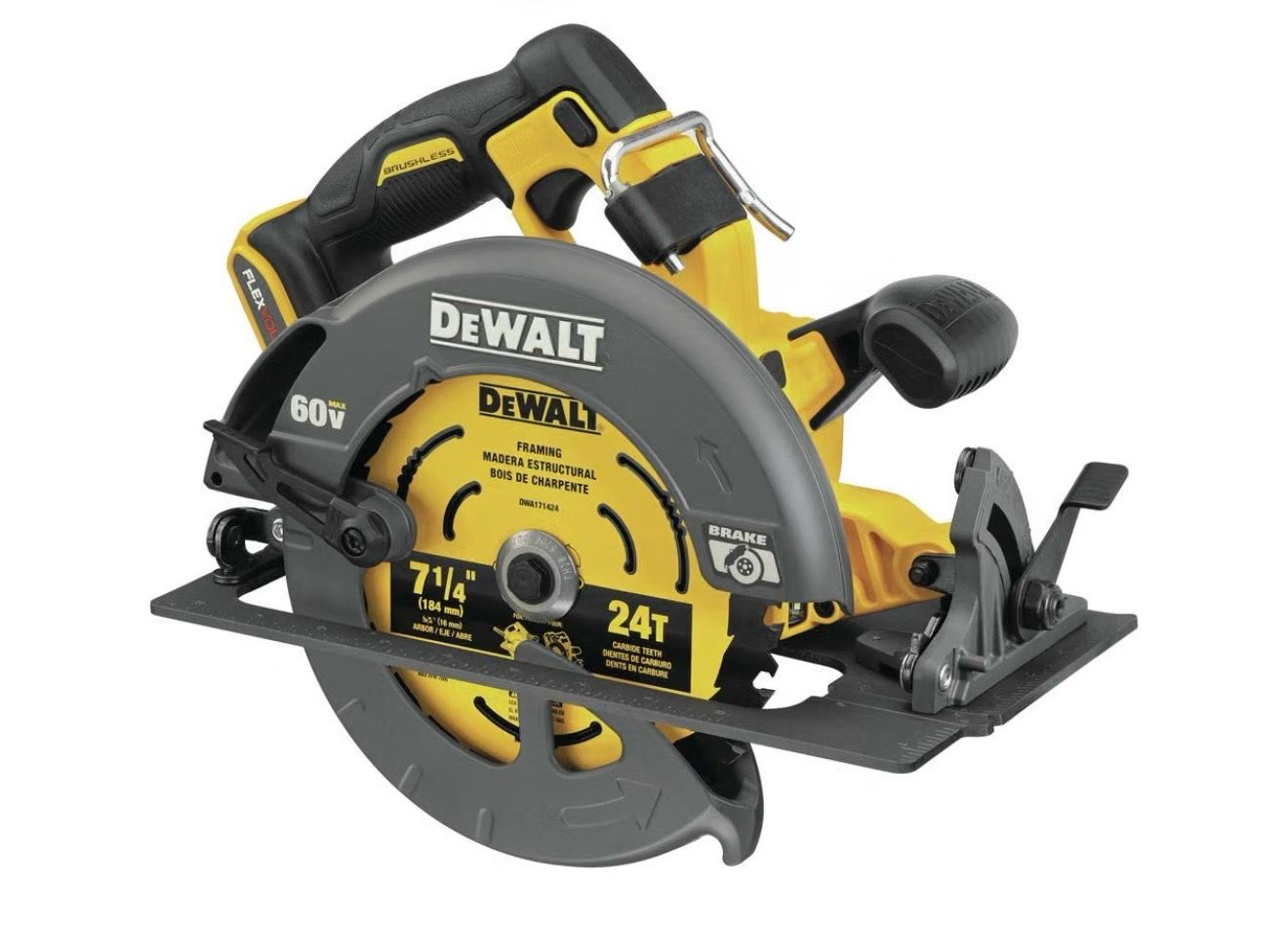 DEWALT FLEXVOLT 60V MAX* Circular Saw with Brake, 7-1/4-Inch, Tool Only