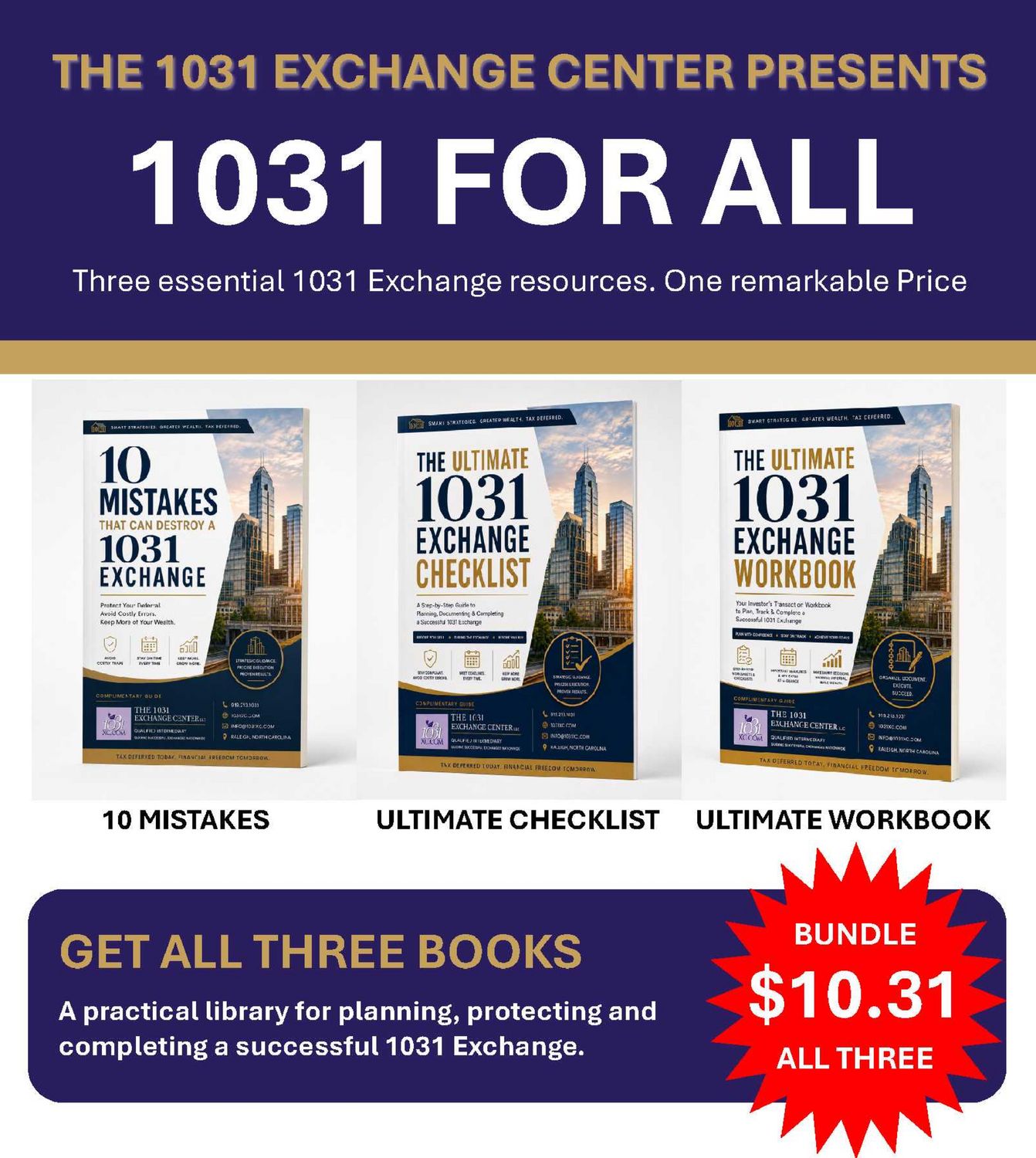 1031 FOR ALL THREE - THE THREE BOOK BUNDLE -$10.31