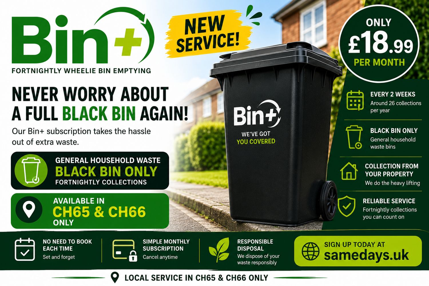 Bin+ Fortnightly Wheelie Bin Emptying