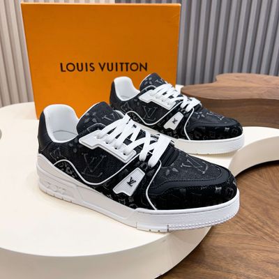 Louis Vuitton denim monogram trainer men shoes casual sneakers LTA05