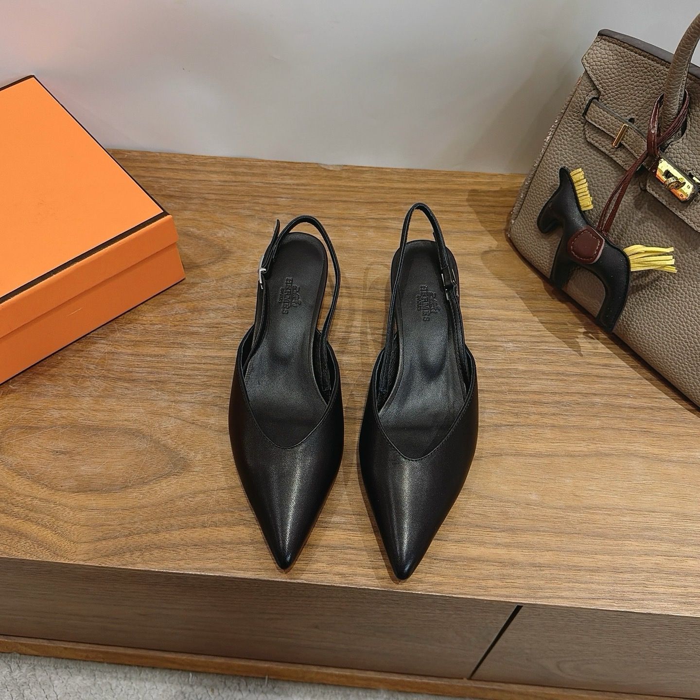 Hermes pointed toe kitten women heel slingback pumps ERA05