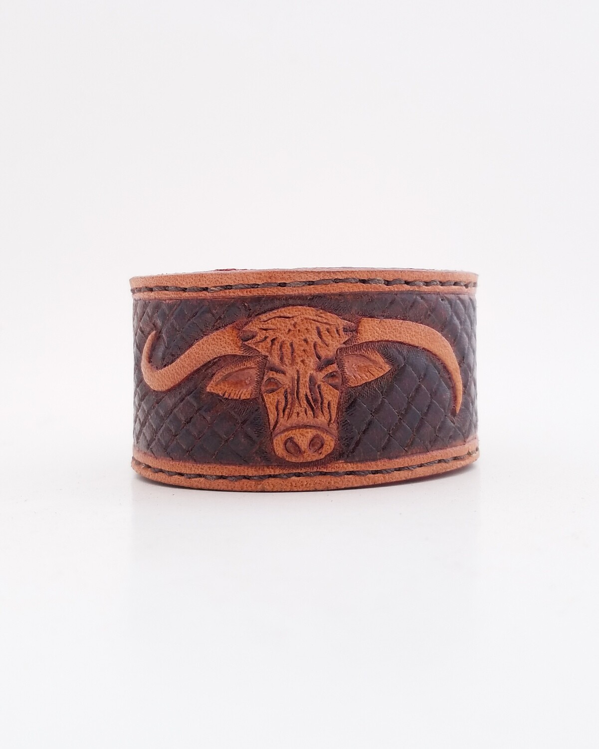 Tooled Leather Steer Head Bracelet