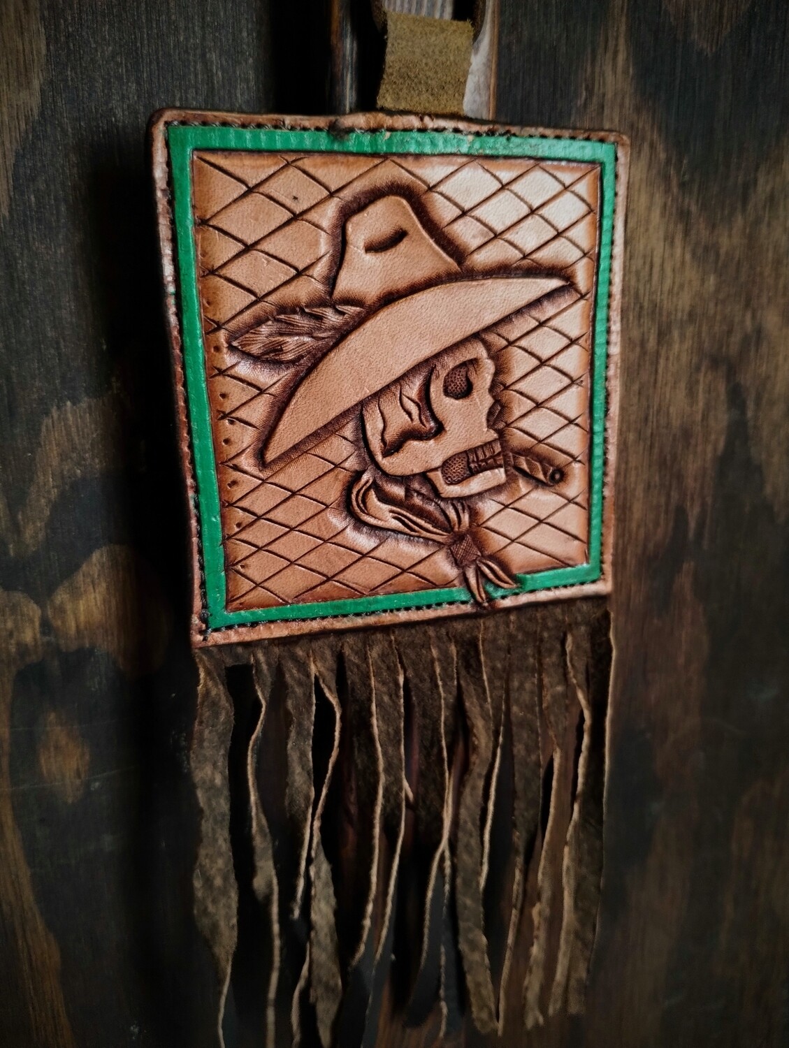 Cowboy Outlaw Skull Rearview Mirror Hanger