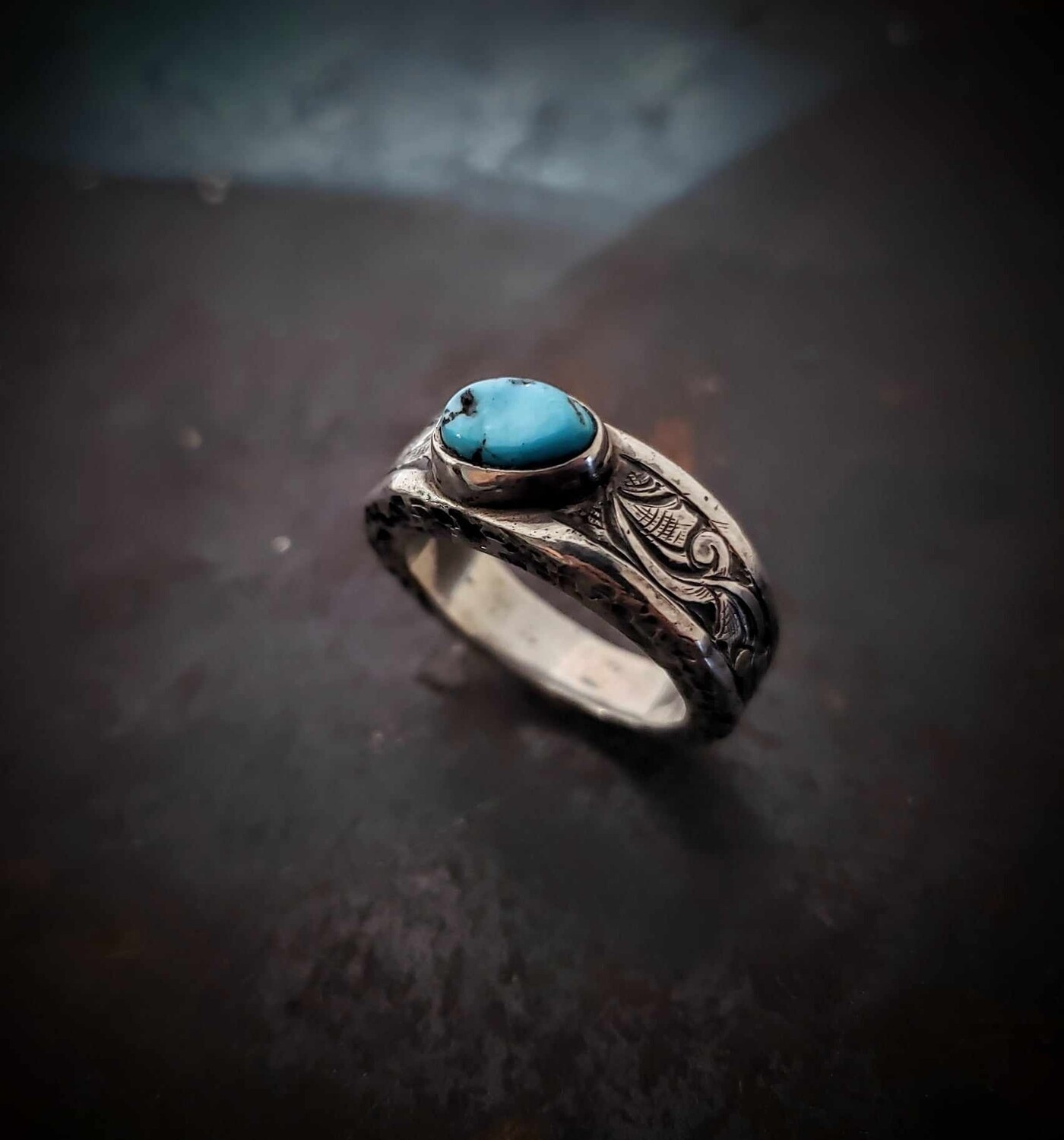 Engraved turquoise band