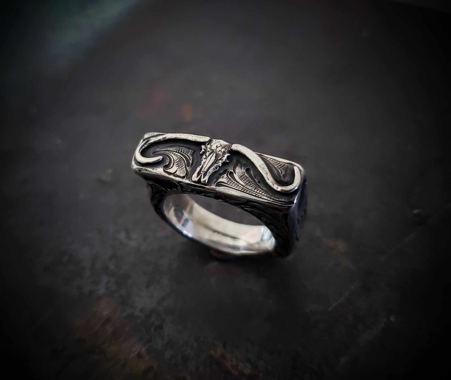 Longhorn Skull Signet Ring