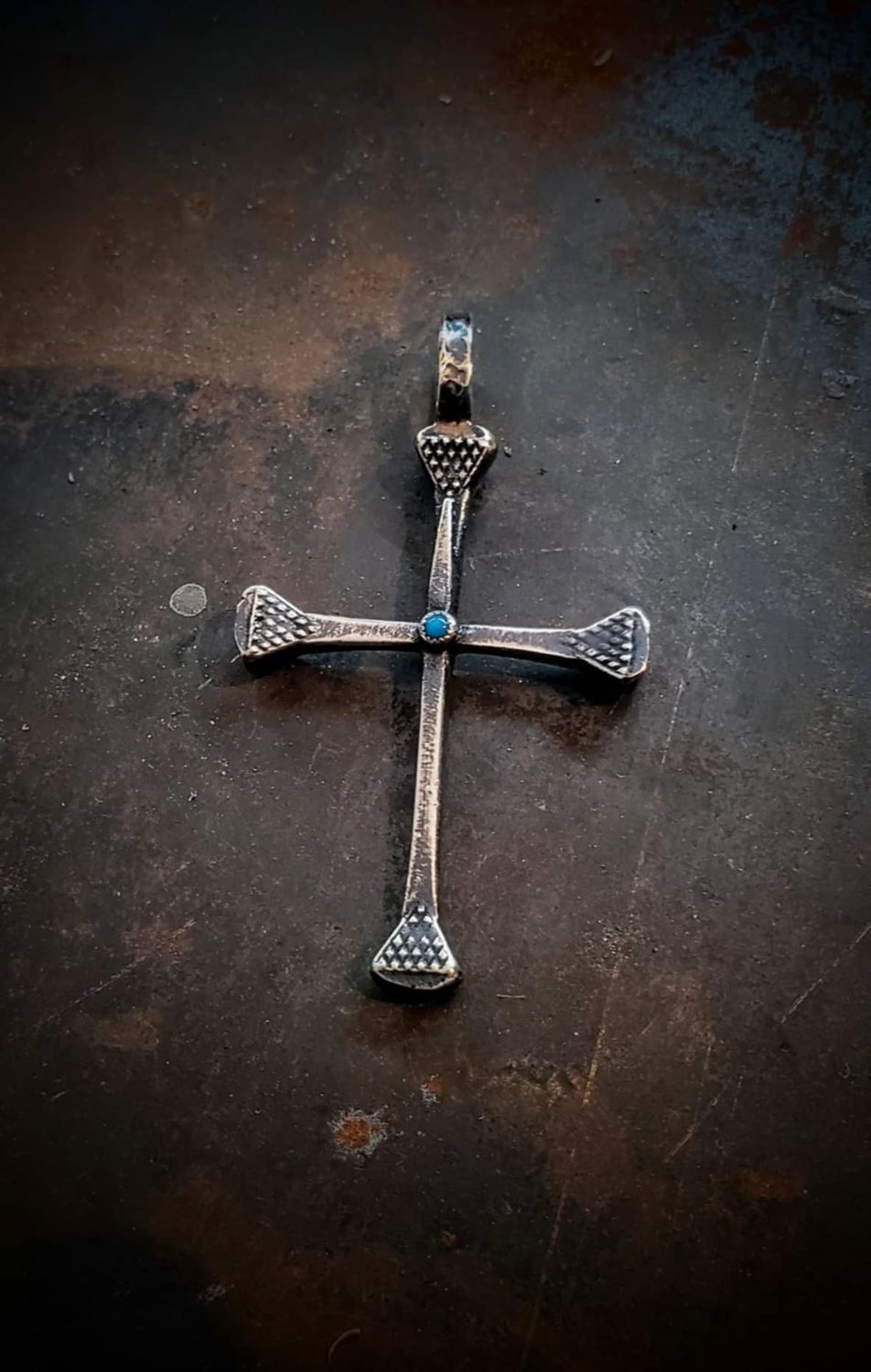 Horseshoe Nail Cross Pendant