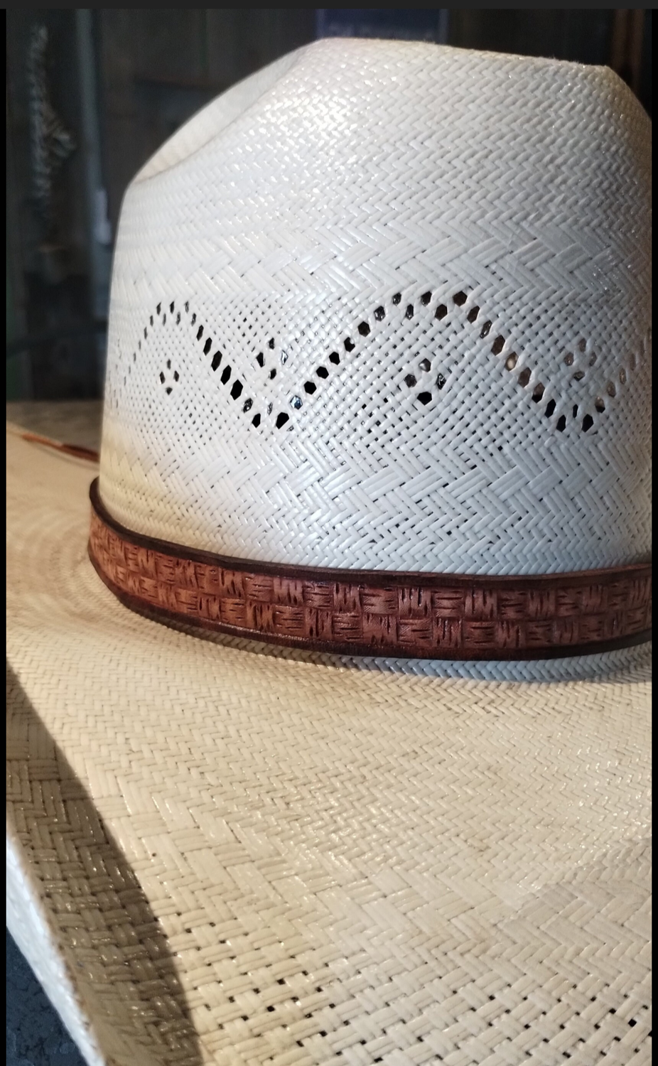 Basket Weave Leather Hatband