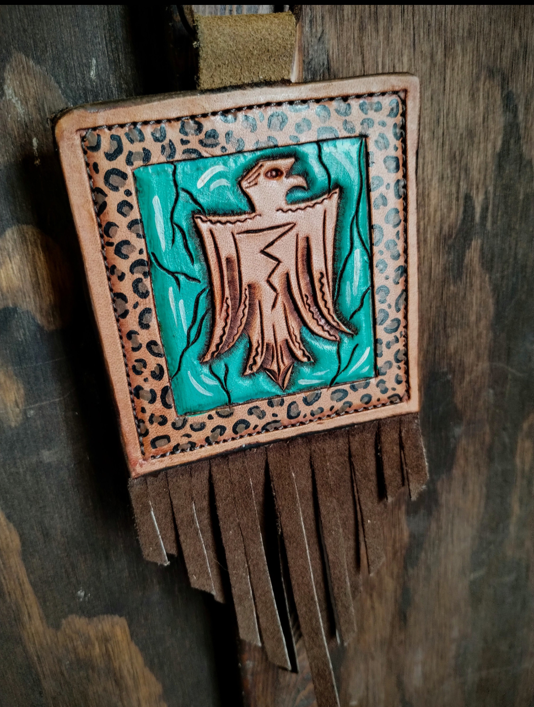 Thunderbird Leather Wall Art/ Rearview Mirror Hanger