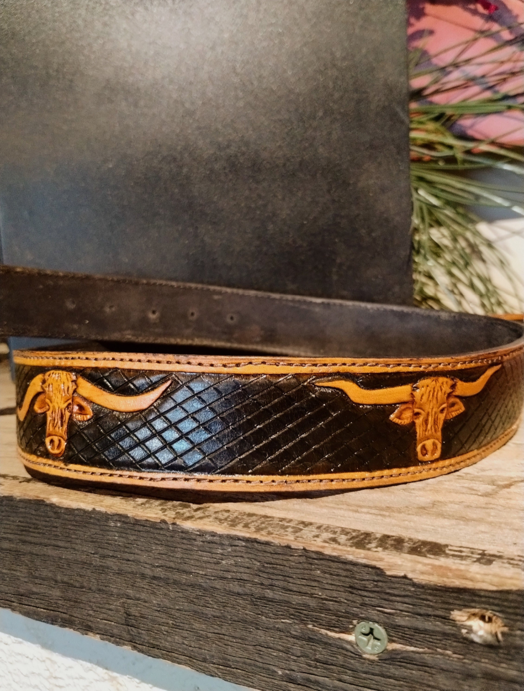 Cattleman's Belt/ Tooled Leather Belt