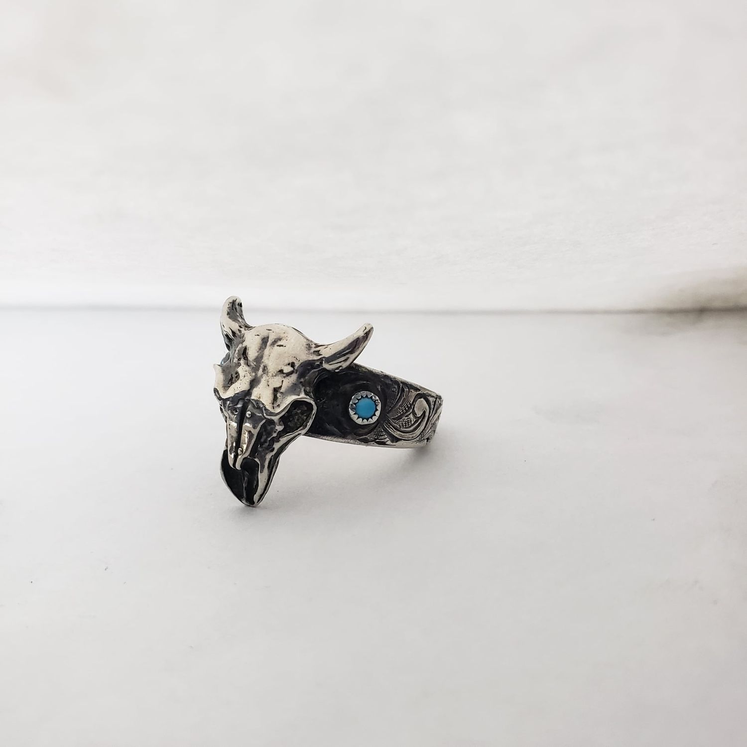 Bullskull and Turquoise Ring