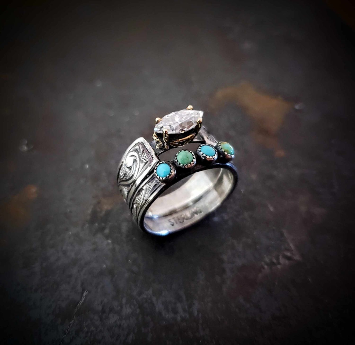 Sterling Silver Ring with a Moisanitte